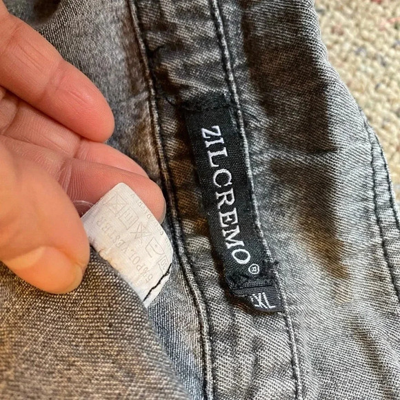 Zilcremo Button Up Gray Denim Shirt Women Plus Size 2XL Pockets - Picture 3 of 8